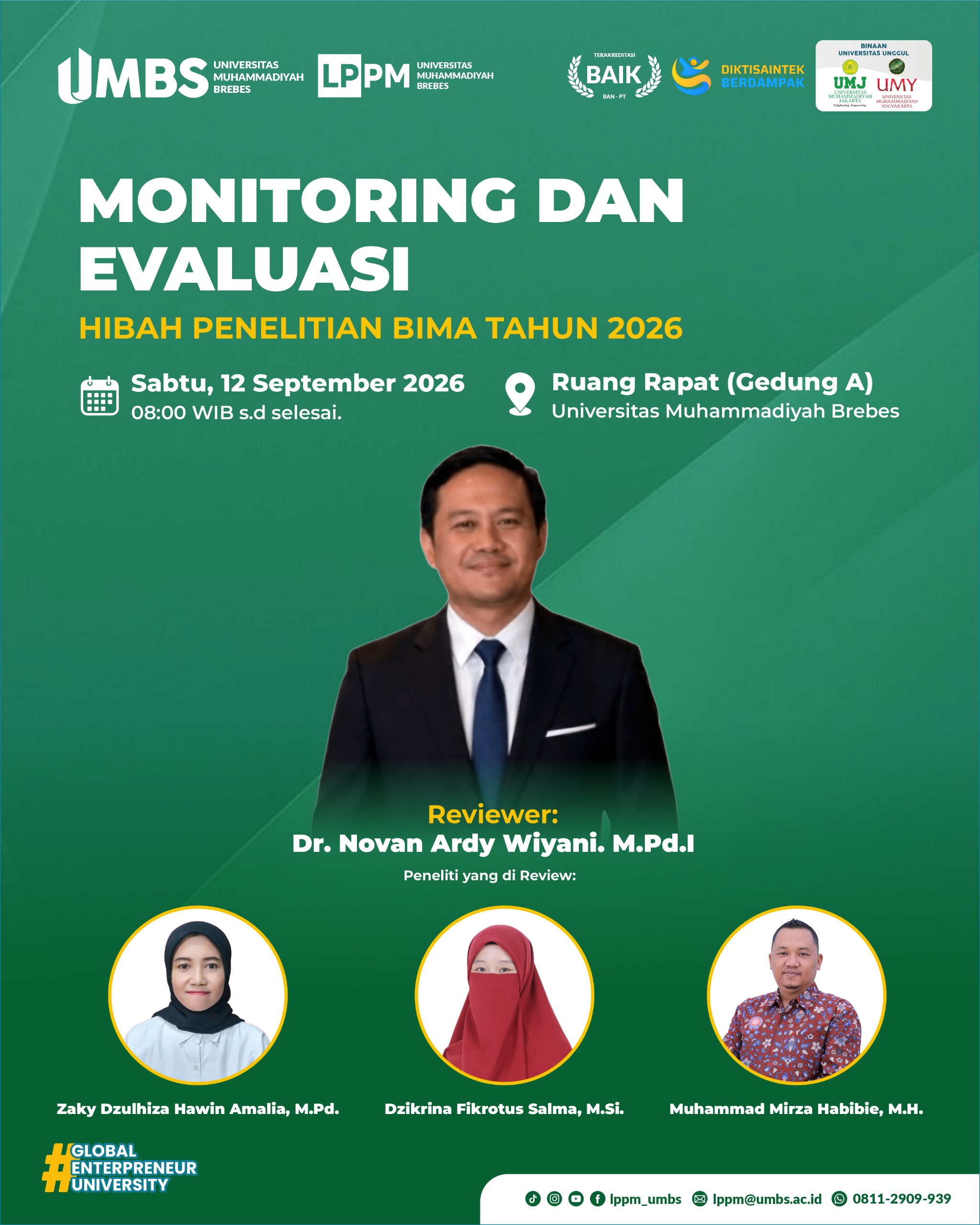 MONITORING DAN EVALUASI HIBAH PENELITIAN BIMA TAHUN 2026